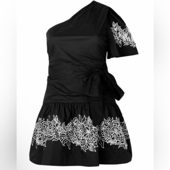 TANYA TAYLOR "Amber" Embroidered One Shoulder Mini Dress Plus Sz 22 $495 - Picture 2 of 5